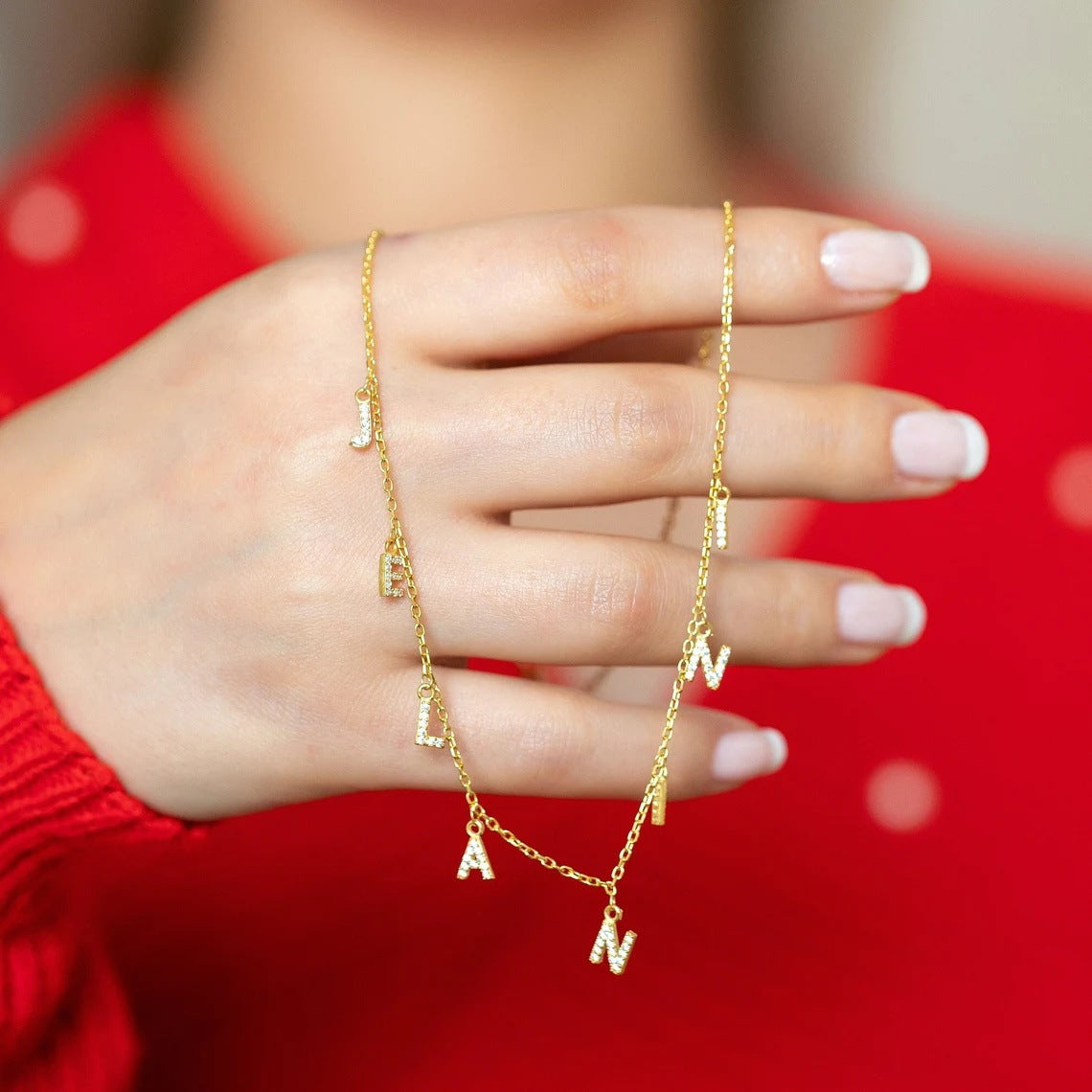 Micro Inlaid Brick And Stone 26 Letter Name Necklace Pendant