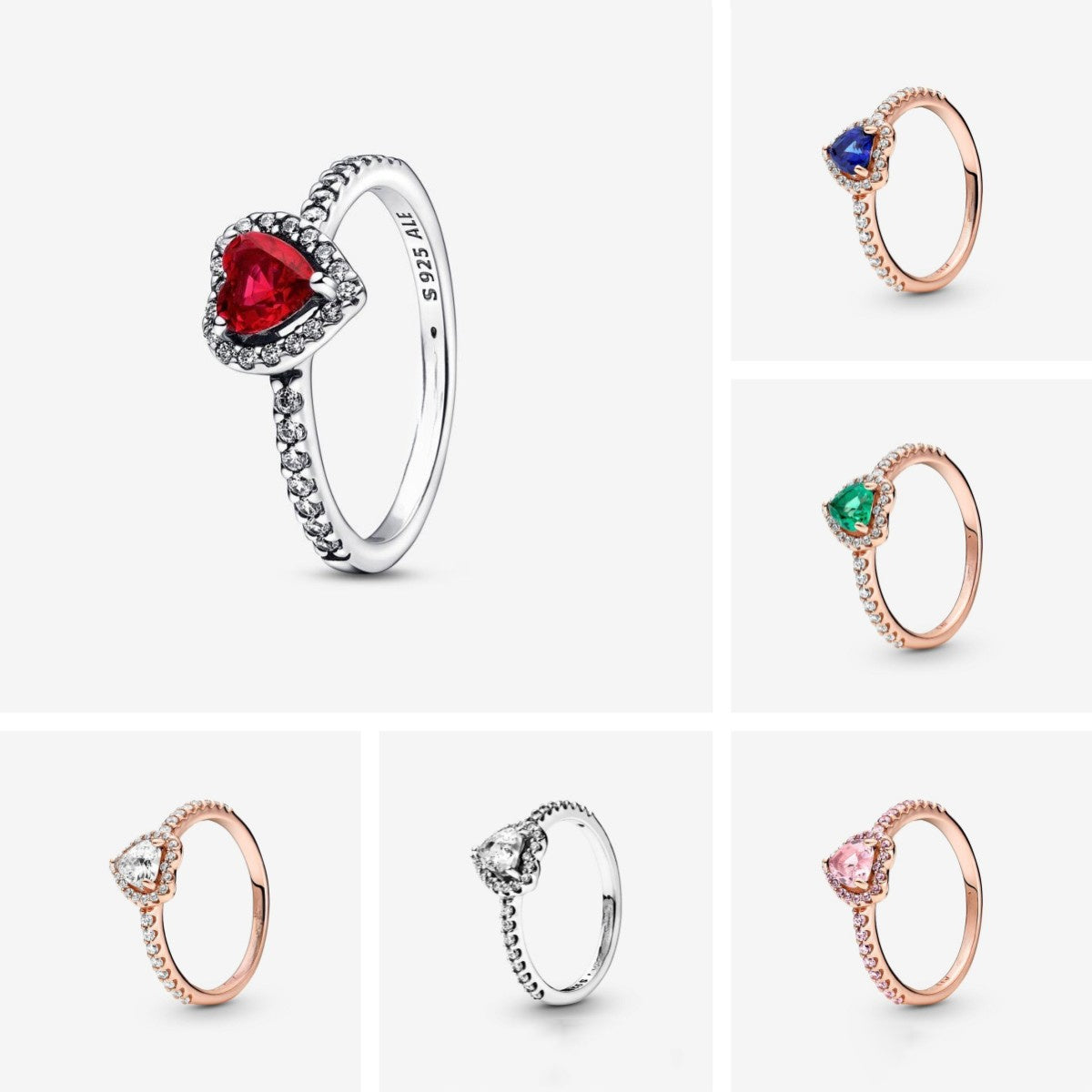 Bague coeur rouge en argent sterling rubis