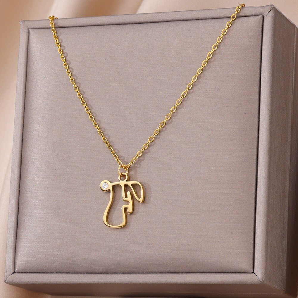Collier avec pendentif en forme de lettre creuse Simple pour filles, ornement en acier inoxydable