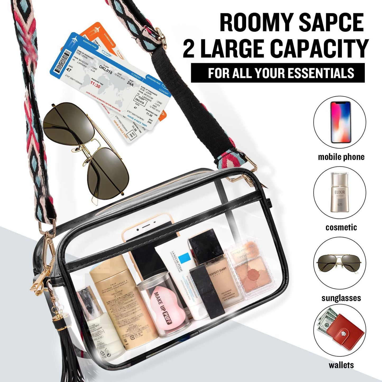 Sac Buggy en PVC grande capacité, petit sac carré de rangement pour femmes