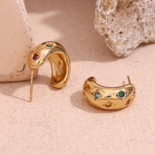 Boucles d'oreilles mode étoile Zircon lune