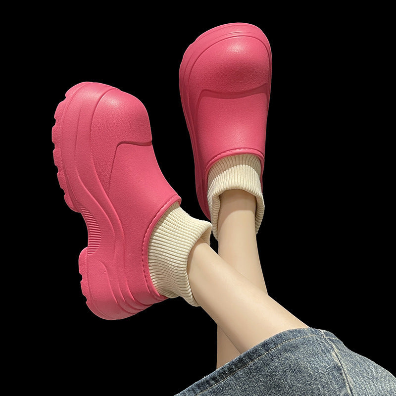 Pantoufles coréennes chaudes en coton, talon de sac