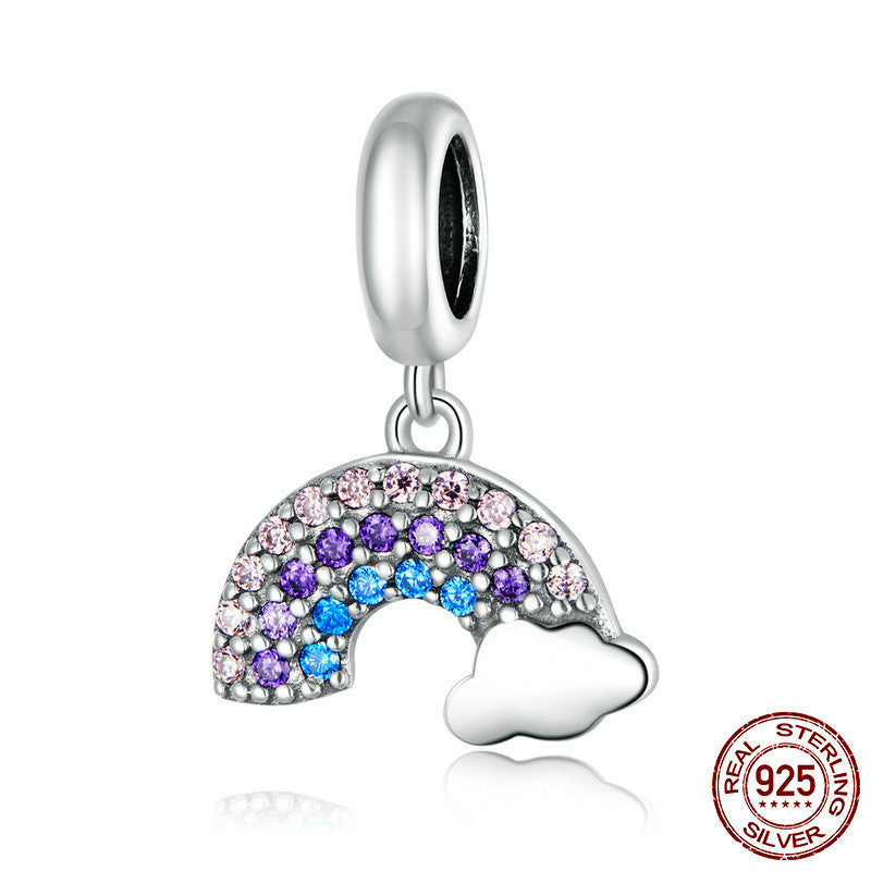 Accessoires d'ornements de pendentif en argent sterling S925 de couleur arc-en-ciel