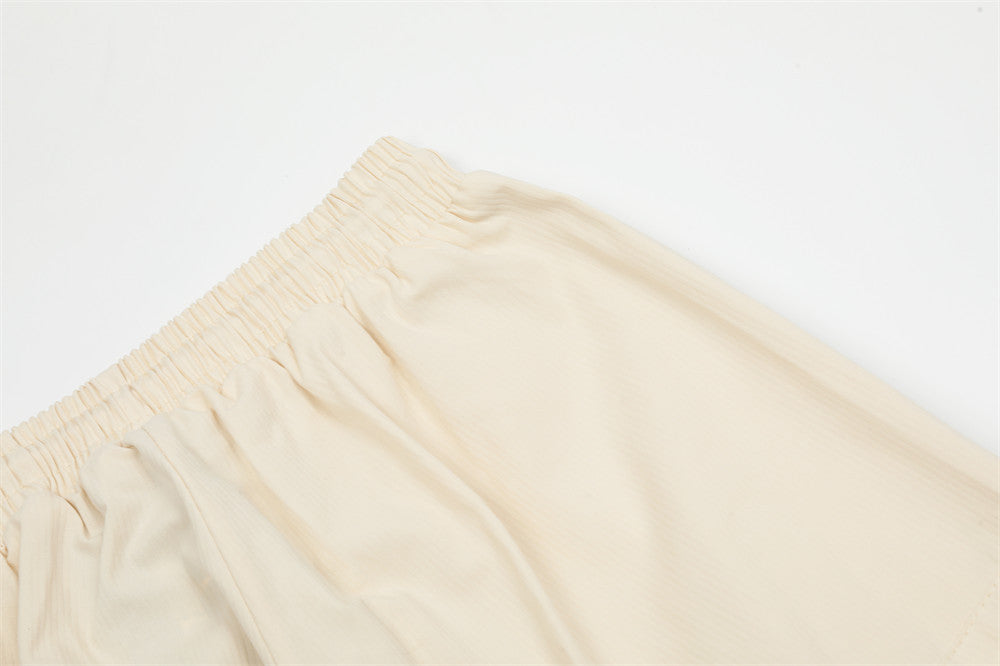 Loose Design Pleated Solid Color Multi-pocket Ankle Banded Pants