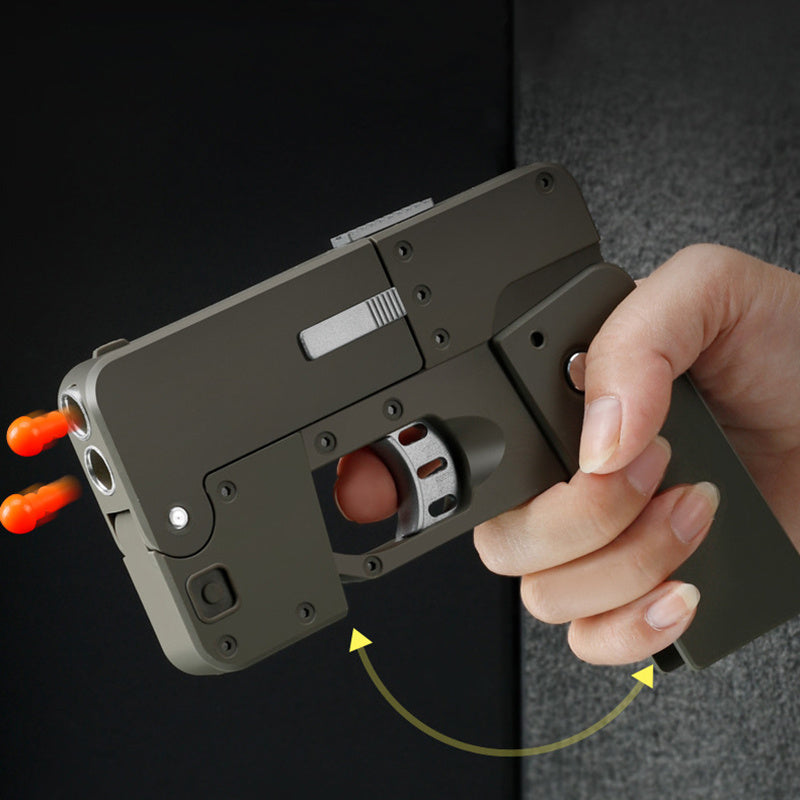 Bala de pistola plegable, juguete para lanzar conchas automáticas, juguete de bala suave creativo, apariencia de teléfono móvil, pistola interactiva al aire libre, regalo para niños