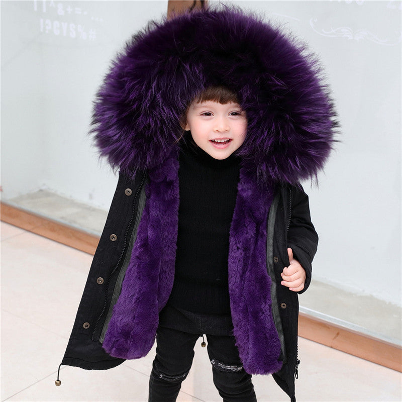 Vestes pour enfants, vêtements pour filles, garçons et bébés, grand col en fourrure