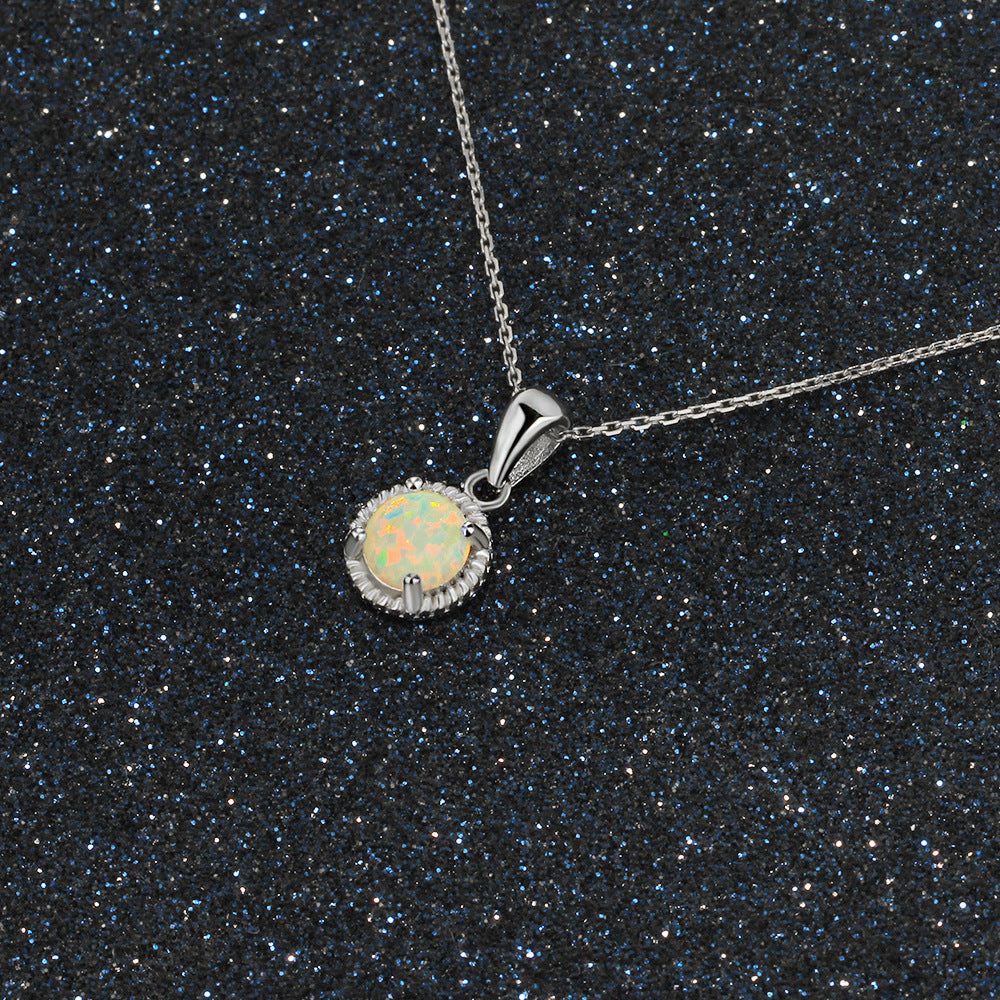 Women's Opal Opal Woven Silver Necklace