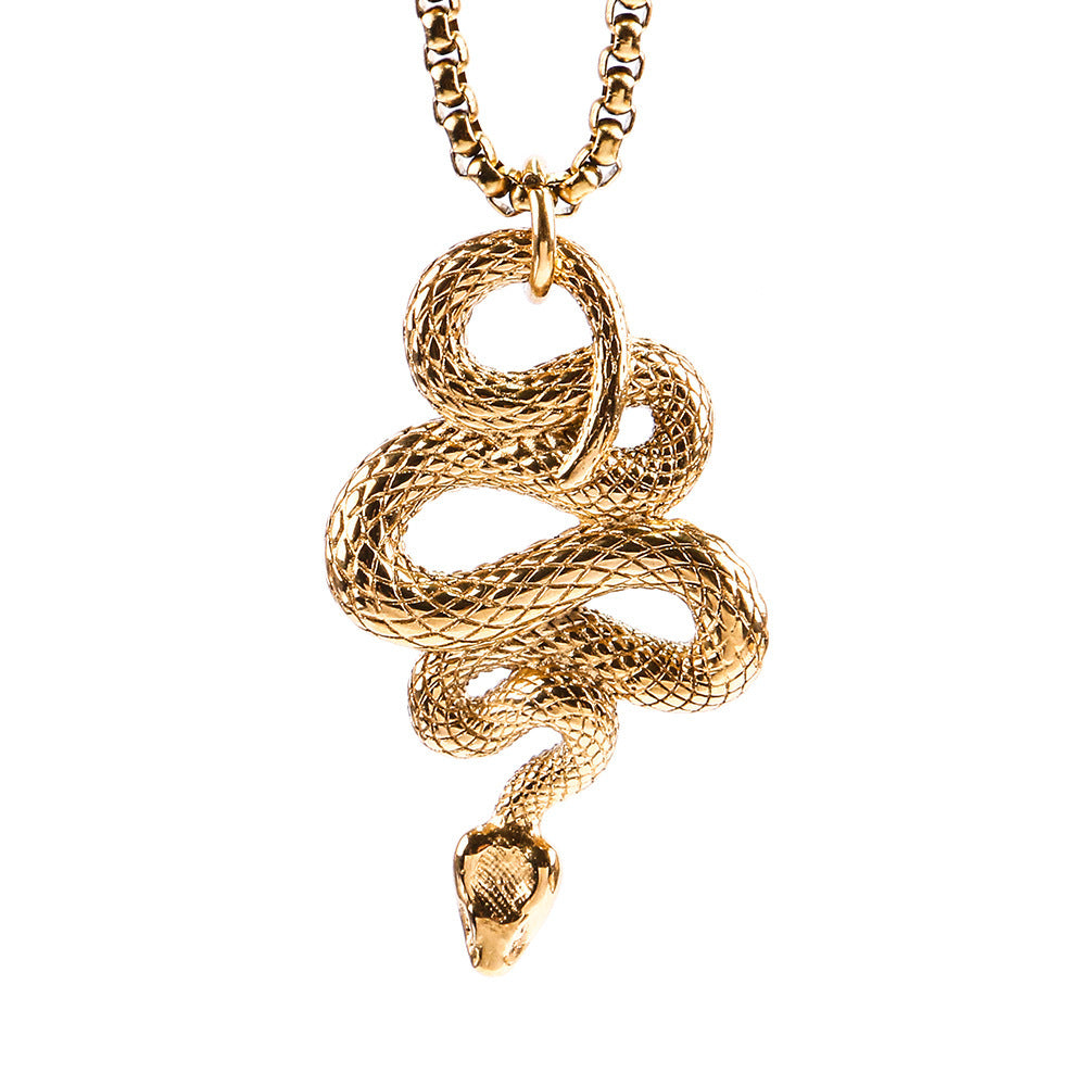 Adorno Collar de acero de titanio con colgante creativo en forma de serpiente animal de acero inoxidable