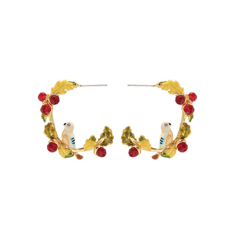 Collier de boucles d'oreilles plaqué or et émail série papillon colombe blanche