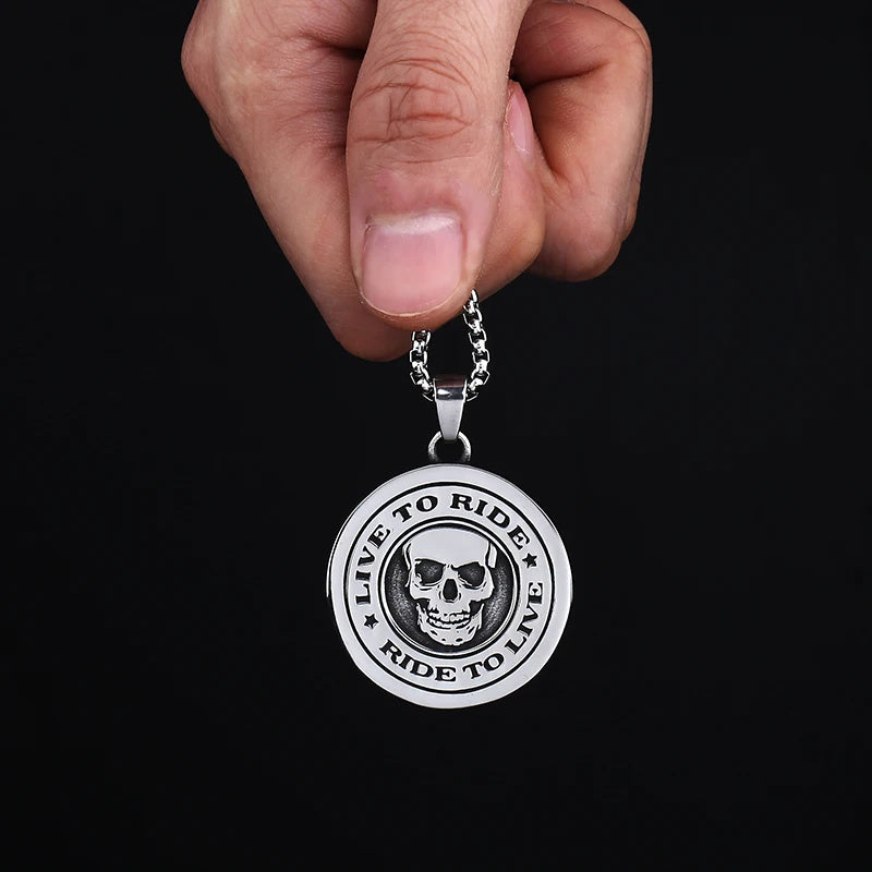 Steel Warrior New Stainless Steel Simple Letter Necklace Round Pendant