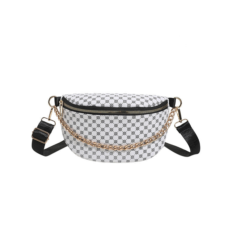 Bolso bandolera de hombro con cadena de metal estampado a cuadros para mujer