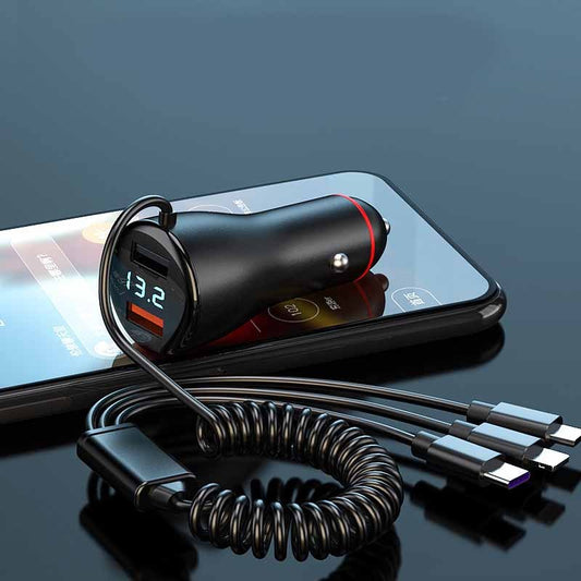 Multifunctional Dual Usb One With Three Wire Charger