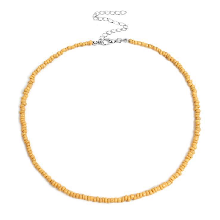 Collier pour femme en perles de verre blanc naturel, doux et simple