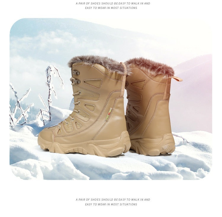 Bottes de neige bottes en coton hiver haut doublé polaire chaud bas lacet à lacets