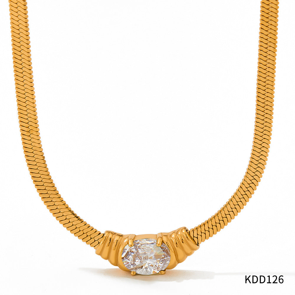 Collier d'ornement en acier inoxydable avec pendentif en pierre de verre pour femmes