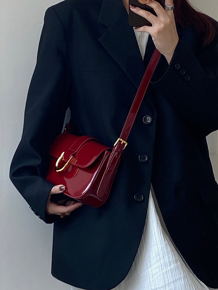 High-grade Patent Leather Shiny Bag Women's Retro