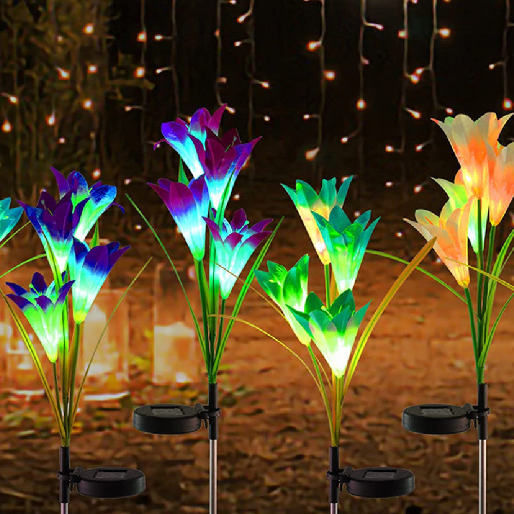 Lumières solaires de fleur de lys lumière solaire de jardin LED lumière de pelouse lumière de paysage lumière de fleur imperméable