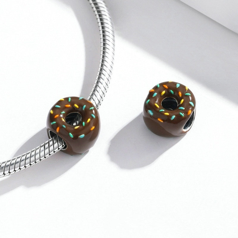 Oil Dripping Food Donut Beads Diy Summer Dessert 925 Silver