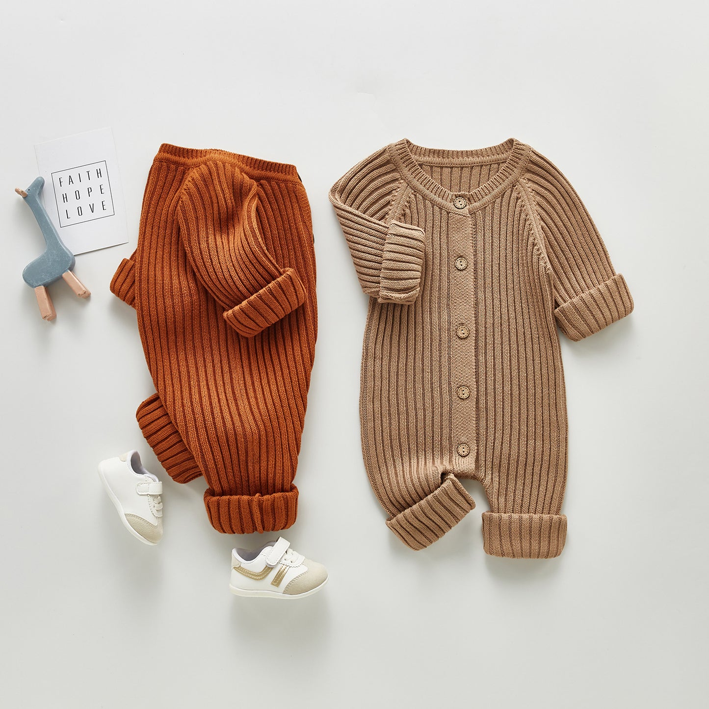 Combinaison tricotée à manches longues pour bébé, barboteuse, printemps et automne