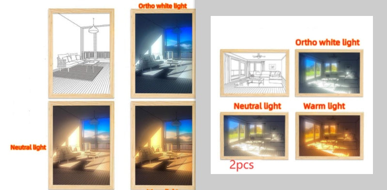 Image lumineuse LED, peinture lumineuse décorative, Style d'image de chevet, créatif et moderne, simulation du soleil, dessin, veilleuse, cadeau