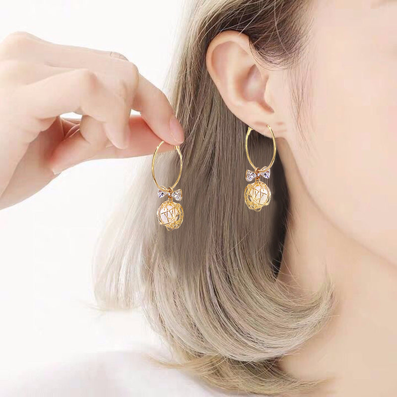 Boucles d'oreilles nid d'oiseau en métal creux français