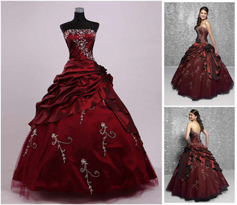 Vestido de novia hecho a mano de tafetán bordado en plata ocasión Formal vestido de noche de baile para mujer