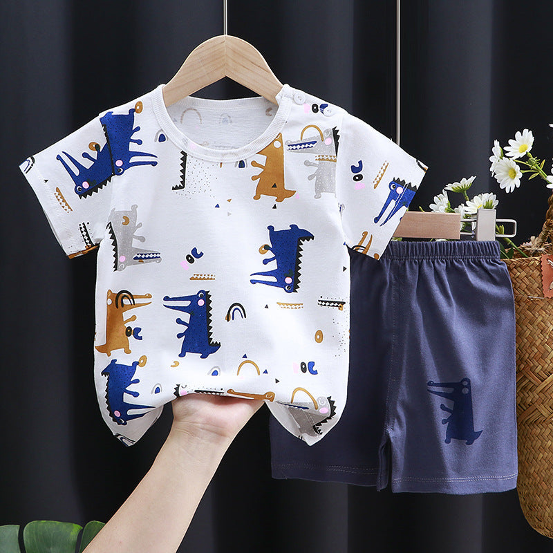 Costume à manches courtes pour enfants, T-shirt en coton, vêtements pour bébés