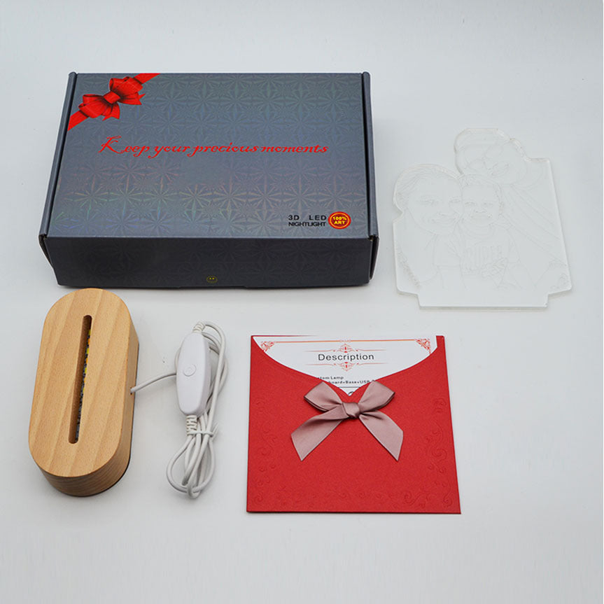 Luz nocturna estéreo 3D con foto personalizada