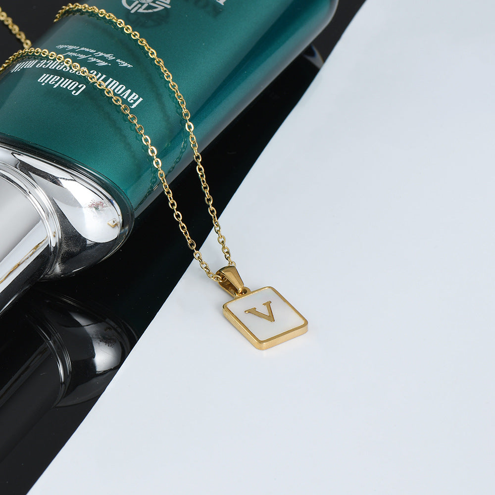 Women's Fashionable Stainless Steel Shell Letter Necklace