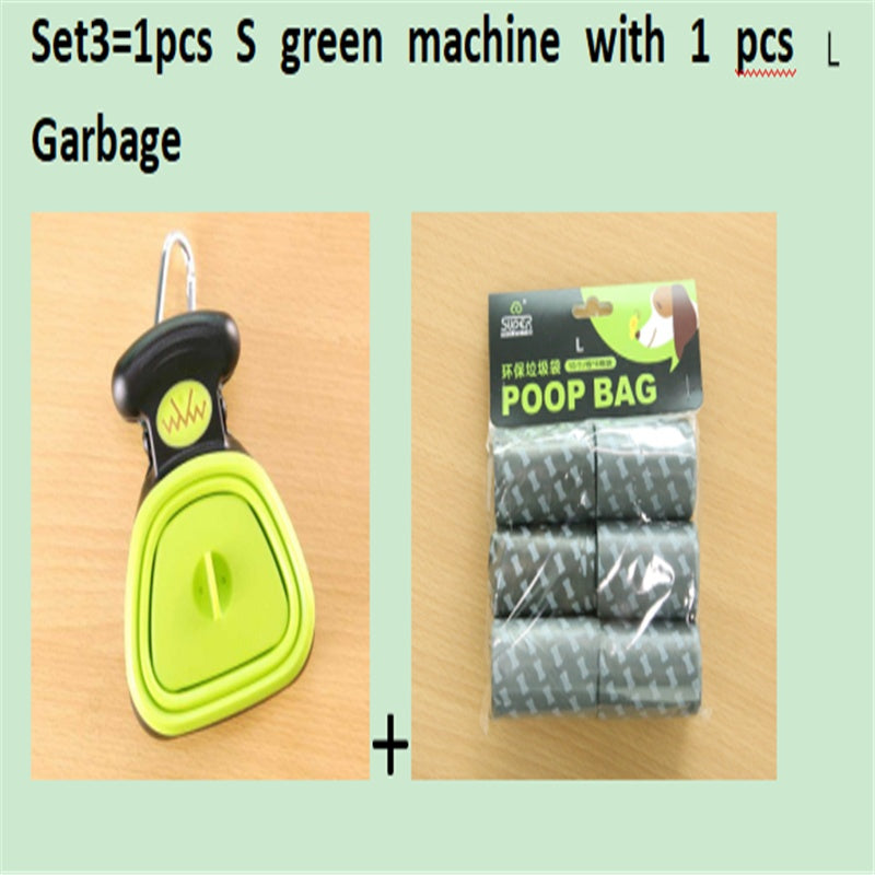 Scooper de merde pliable de voyage pour animaux de compagnie de chien avec 1 rouleau de sacs décomposables cuillère de merde propre ramasser les excréments nettoyant Epacket expédition