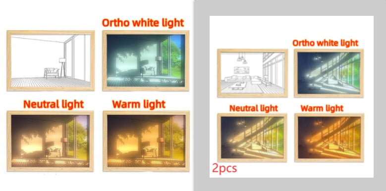 Image lumineuse LED, peinture lumineuse décorative, Style d'image de chevet, créatif et moderne, simulation du soleil, dessin, veilleuse, cadeau