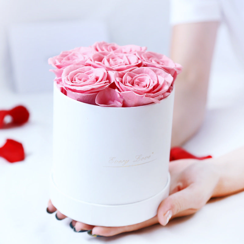 Fleur de vie éternelle Rose immortelle avec seau à câlin, cadeau romantique pour la saint-valentin