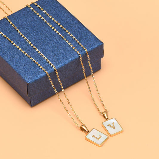 Women's Fashionable Stainless Steel Shell Letter Necklace