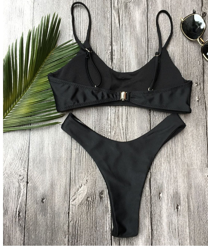 Maillot de bain nouveau maillot de bain modèles d'explosion européens et américains bikini dames maillot de bain couleur unie maillot de bain