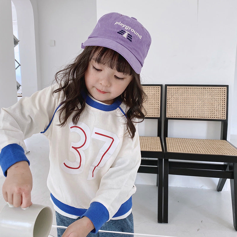 Ropa para niños al por mayor otoño nuevos niños suéter de cuello redondo niña bebé 37 letras color a juego suéter de niños coreanos
