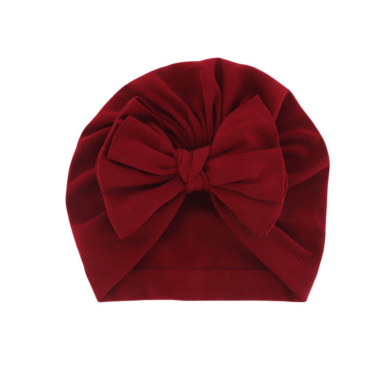 Chapeau à capuche avec turban enveloppé de nœud papillon, chapeau de couleur unie