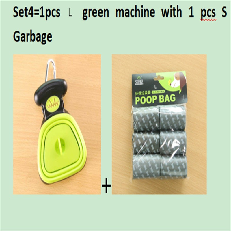 Scooper de merde pliable de voyage pour animaux de compagnie de chien avec 1 rouleau de sacs décomposables cuillère de merde propre ramasser les excréments nettoyant Epacket expédition