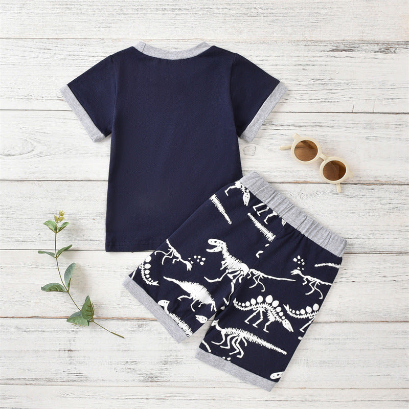 Vêtements d'été pour enfants dinosaures à manches courtes