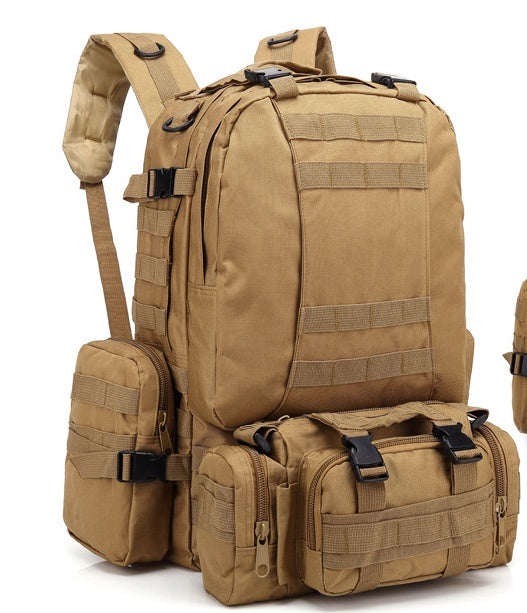 Mochila de viaje para hombre Mochila de tela Oxford para exteriores Tácticas de camuflaje del ejército Bolso de hombro doble Montañismo Mochila combinada grande