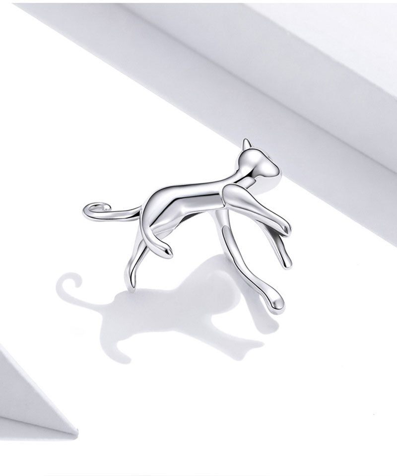 Boucles d'oreilles simples en argent sterling S925 pour filles, chaton mignon
