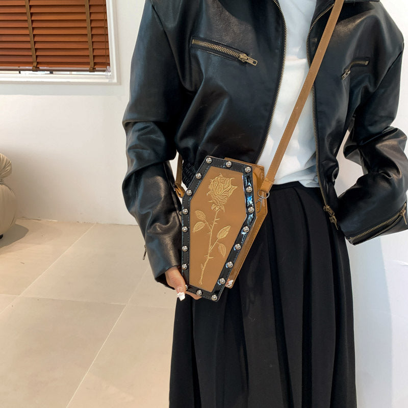 Bolso de hombro de ataúd fantasma de personalidad oscura europea y americana de Halloween de estilo gótico