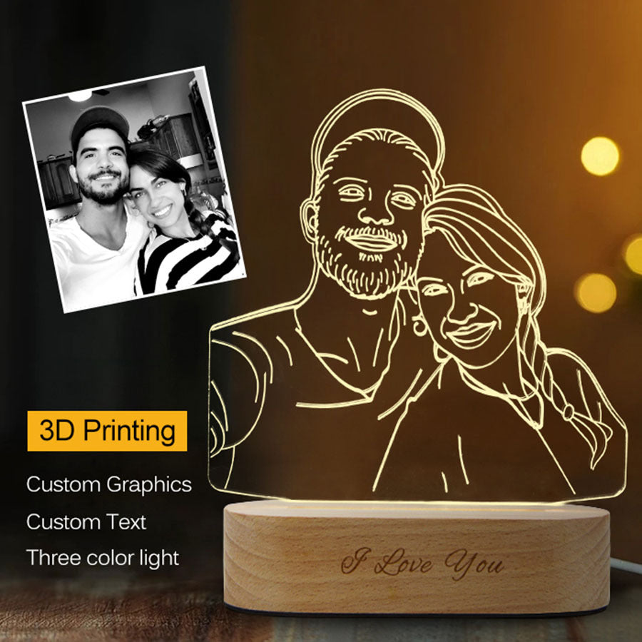 Luz nocturna estéreo 3D con foto personalizada