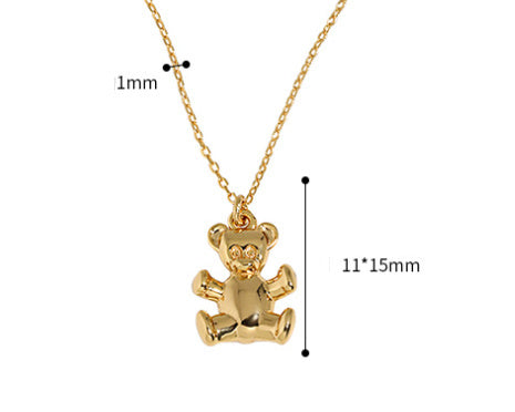 Cadena de clavícula de plata de ley S925 con textura de oso simple y versátil