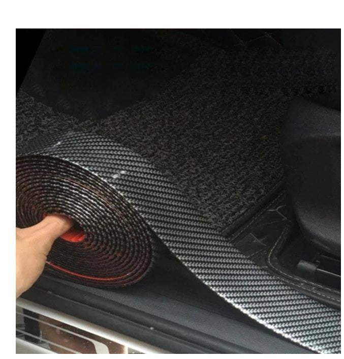 Barre de seuil d'automobile antiadhésive, autocollants de pare-chocs latéraux de porte générale, bandes de garniture de pédale modifiées universelles, motif en Fiber de carbone
