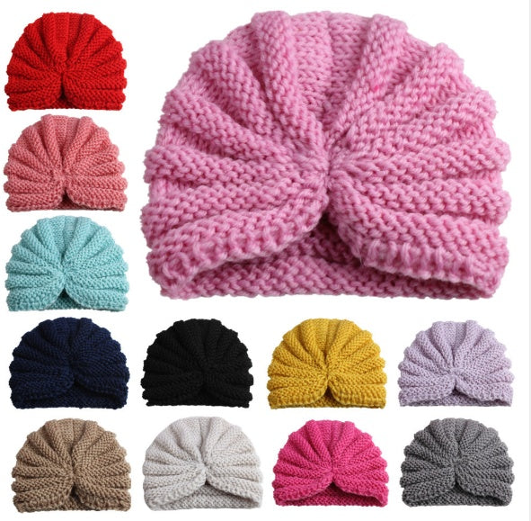 Casquette indienne en laine de couleur unie