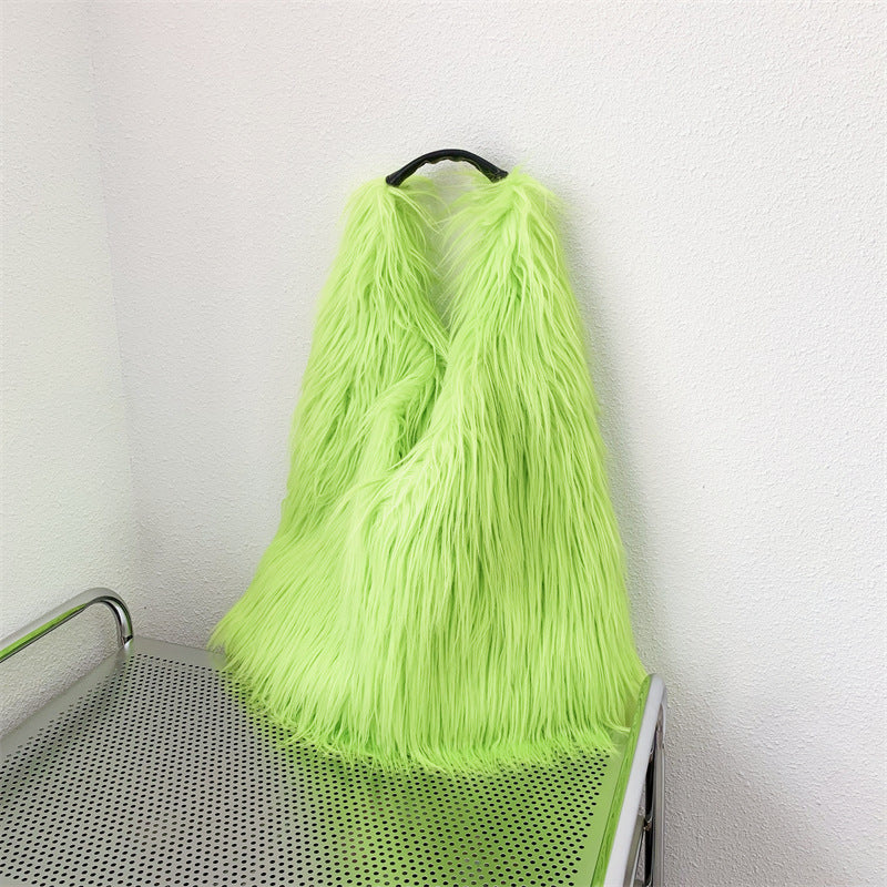 Sac fourre-tout en peluche à une épaule en laine d'eau