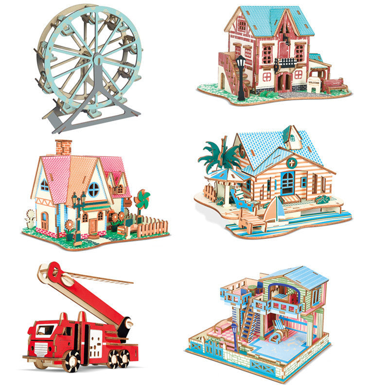 Puzzle en bois 3D en trois dimensions, modèle DIY