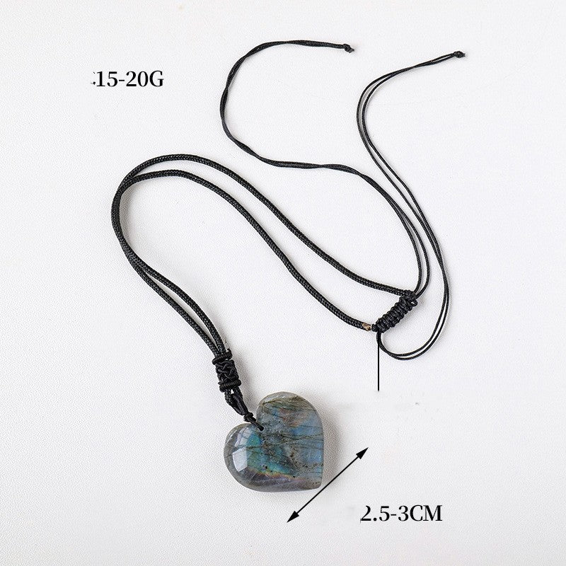 Colgante de amor de labradorita de piedra de cristal natural