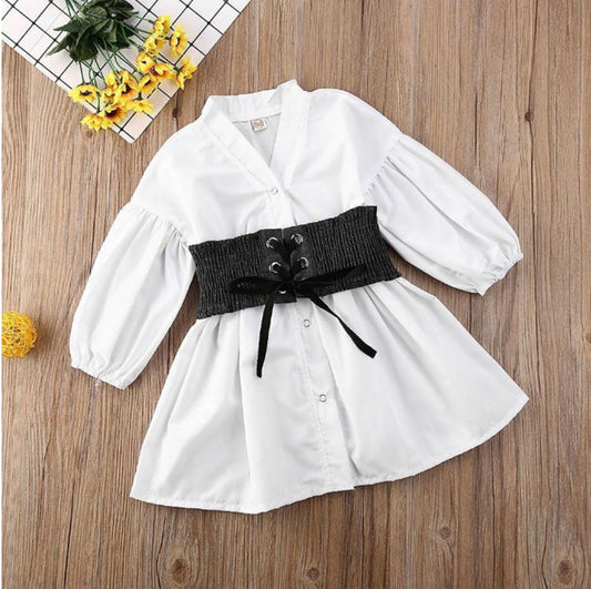 Ropa para niños Baby Irls Vestido camisero blanco de corte A para Irl