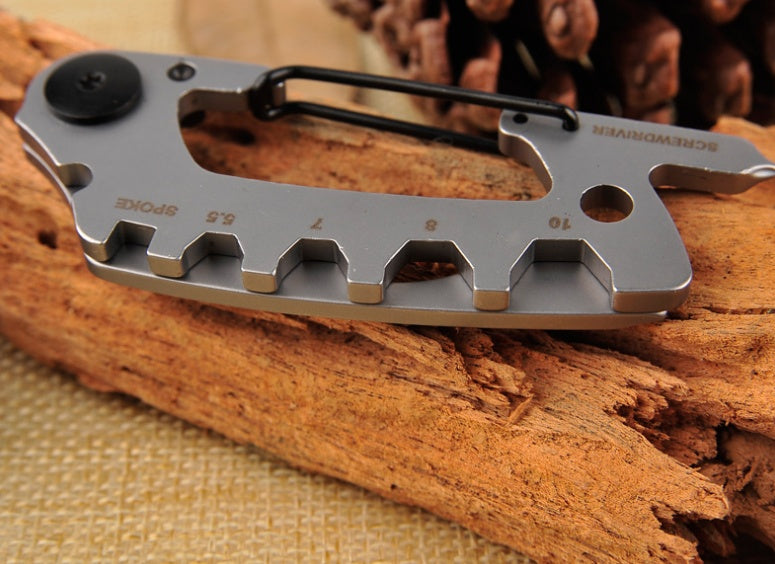 Llavero multifunción con artilugios geométricos, anillo metálico, mosquetón, destornillador edc